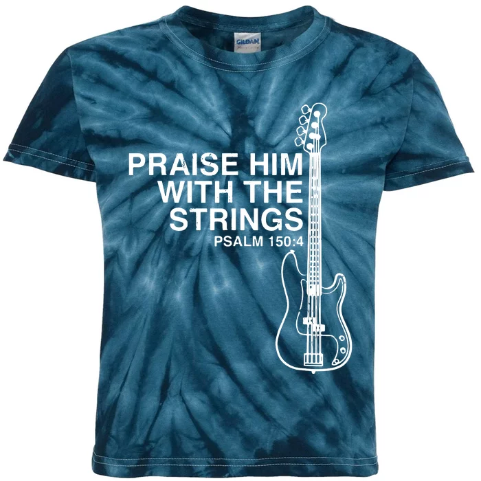 Praise Him Christian Bass Player Distressed Design Kids Tie-Dye T-Shirt