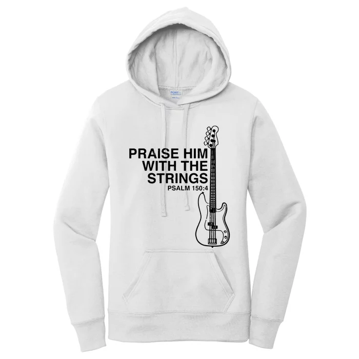 Praise Him Christian Bass Player Distressed Design Women's Pullover Hoodie