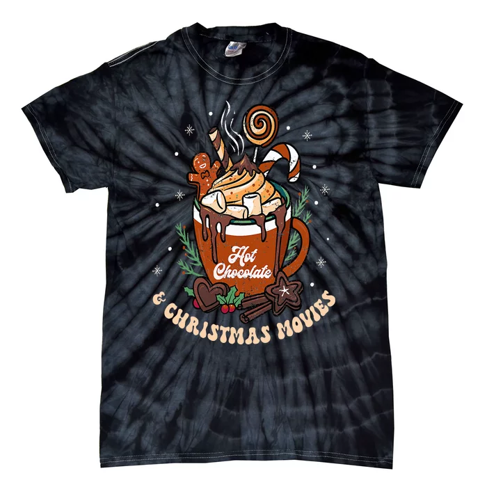 Peppermint Hot Chocolate Coffee Christmas Movie Retro Tie-Dye T-Shirt