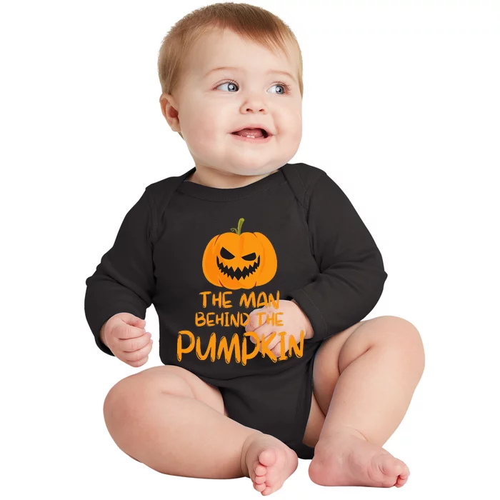 Pumpkinthemed Halloween Couple Costume Baby Long Sleeve Bodysuit