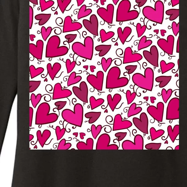 Pink Hearts Cute Valentine's Day Gift Womens CVC Long Sleeve Shirt