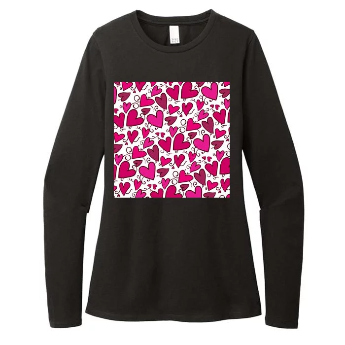 Pink Hearts Cute Valentine's Day Gift Womens CVC Long Sleeve Shirt