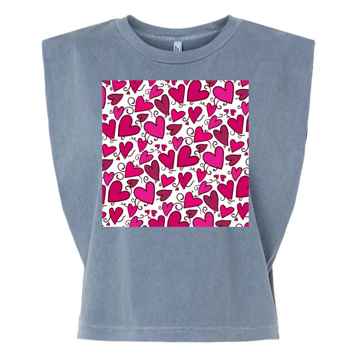 Pink Hearts Cute Valentine's Day Gift Garment-Dyed Women's Muscle Tee