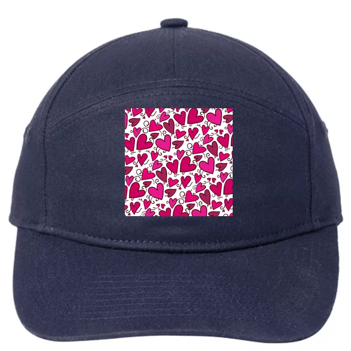 Pink Hearts Cute Valentine's Day Gift 7-Panel Snapback Hat