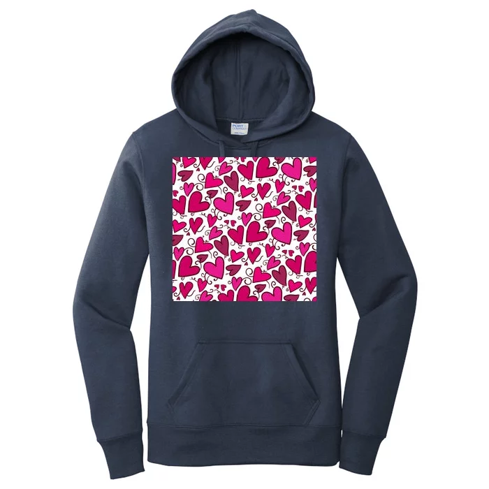 Pink Hearts Cute Valentine's Day Gift Women's Pullover Hoodie