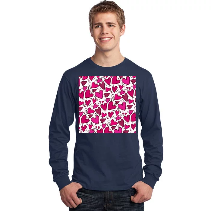 Pink Hearts Cute Valentine's Day Gift Tall Long Sleeve T-Shirt