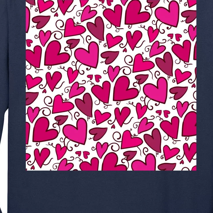 Pink Hearts Cute Valentine's Day Gift Tall Long Sleeve T-Shirt