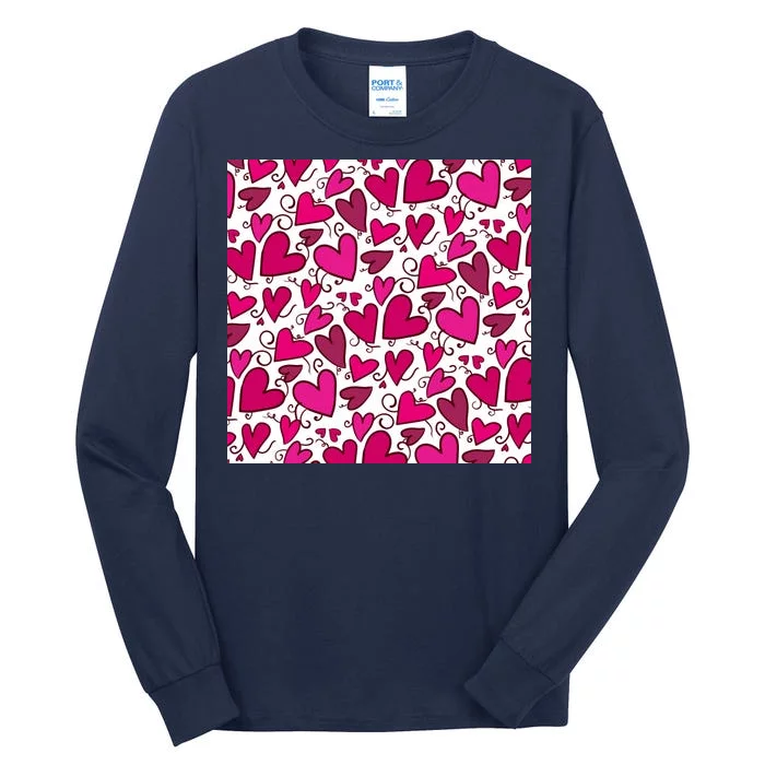 Pink Hearts Cute Valentine's Day Gift Tall Long Sleeve T-Shirt