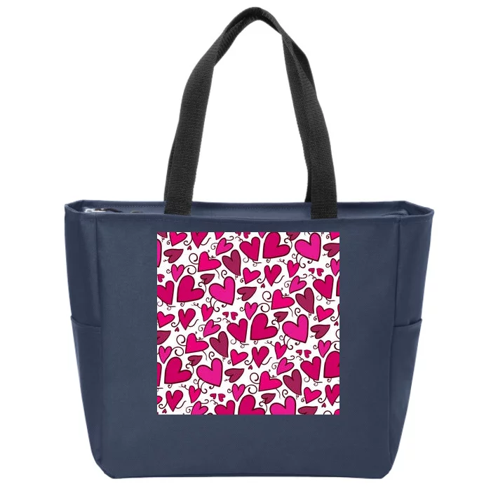 Pink Hearts Cute Valentine's Day Gift Zip Tote Bag