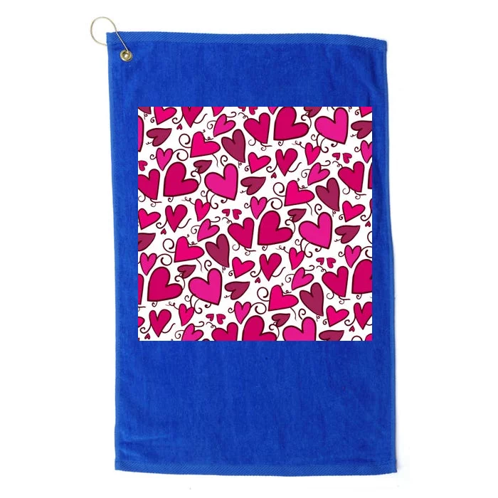 Pink Hearts Cute Valentine's Day Gift Platinum Collection Golf Towel