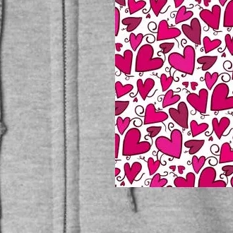 Pink Hearts Cute Valentine's Day Gift Full Zip Hoodie