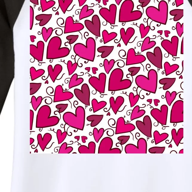 Pink Hearts Cute Valentine's Day Gift Women's Tri-Blend 3/4-Sleeve Raglan Shirt