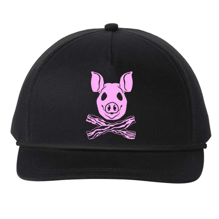 Pig Head Cross Bacon Strips Snapback Five-Panel Rope Hat