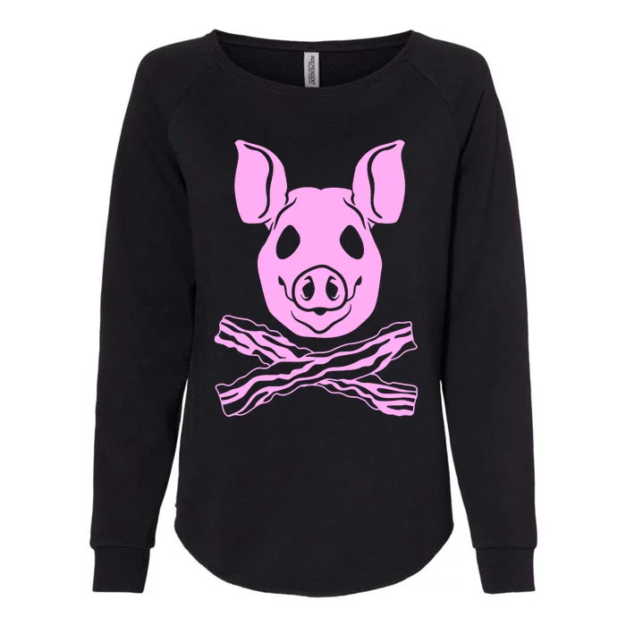 Pig Head Cross Bacon Strips Womens California Wash Sweatshirt