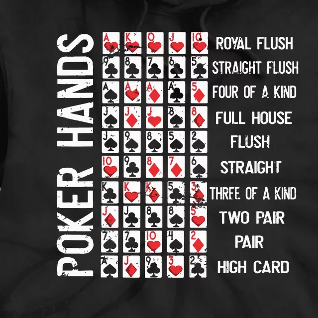 Poker Hands Cheat Sheet Card Casino Games Funny Player Gift Tie Dye Hoodie