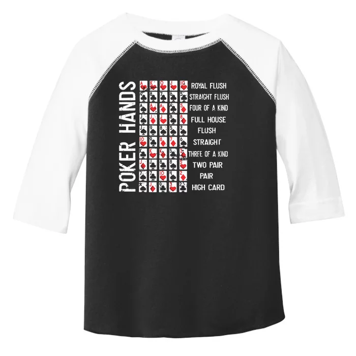 Poker Hands Cheat Sheet Card Casino Games Funny Player Gift Toddler Fine Jersey T-Shirt