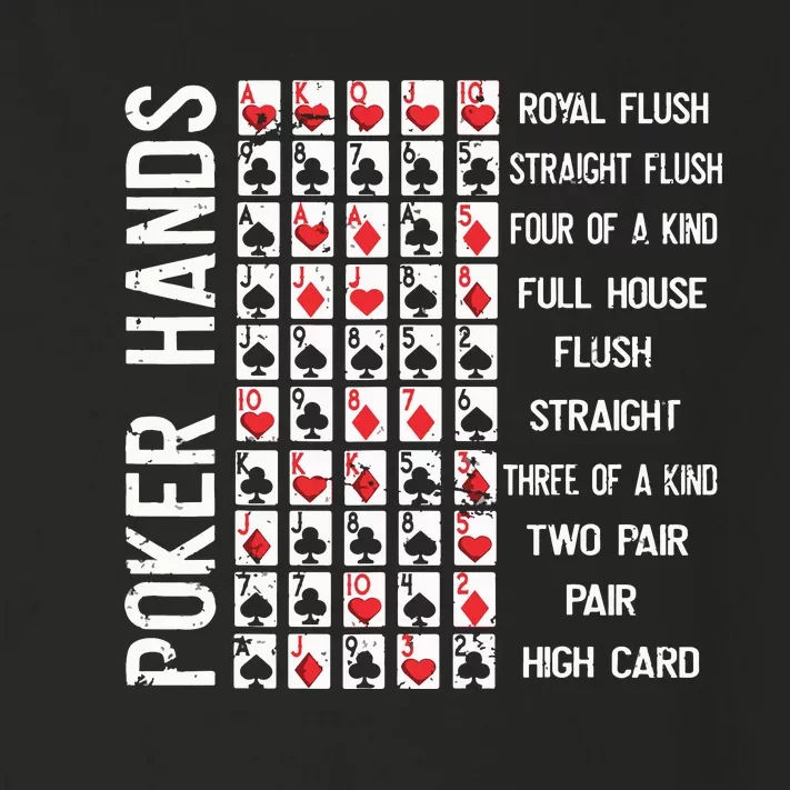 Poker Hands Cheat Sheet Card Casino Games Funny Player Gift Toddler Long Sleeve Shirt