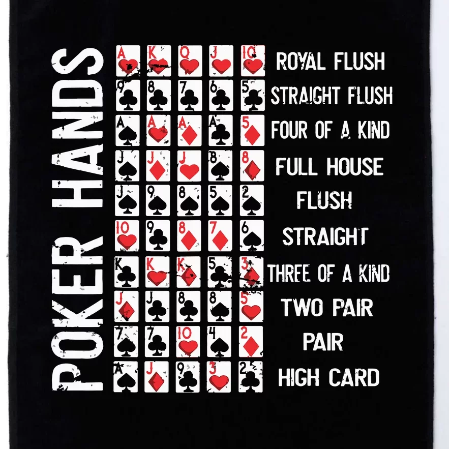 Poker Hands Cheat Sheet Card Casino Games Funny Player Gift Platinum Collection Golf Towel