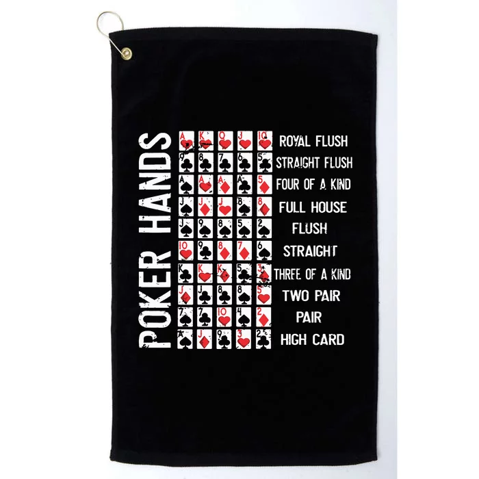 Poker Hands Cheat Sheet Card Casino Games Funny Player Gift Platinum Collection Golf Towel