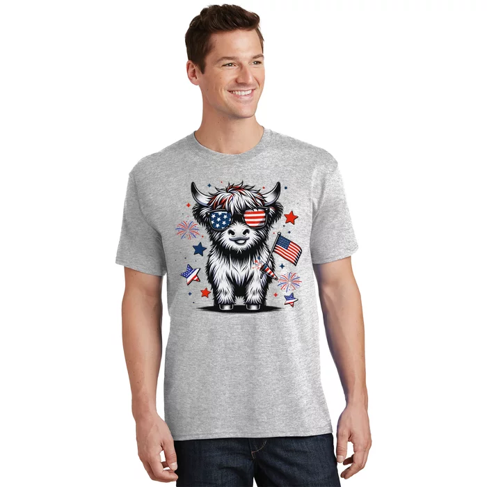 Patriotic Highland Cow 4th Of July T-Shirt