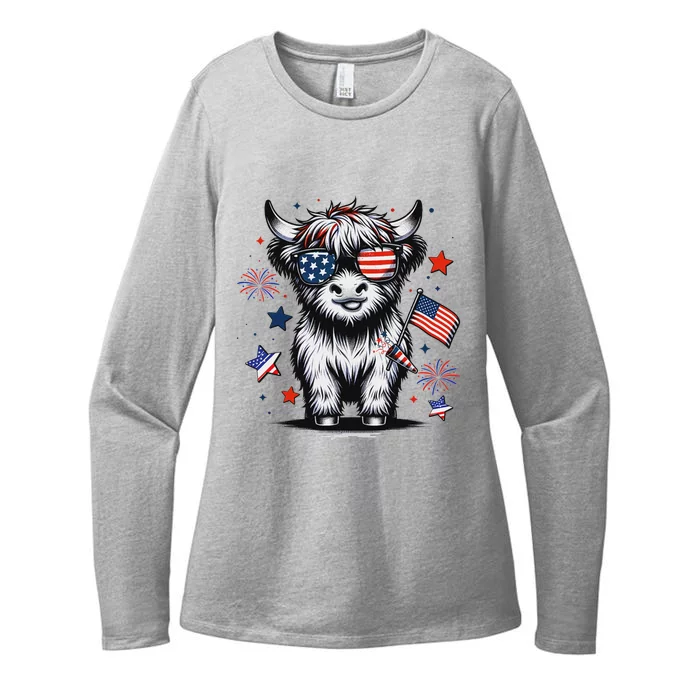 Patriotic Highland Cow 4th Of July Womens CVC Long Sleeve Shirt