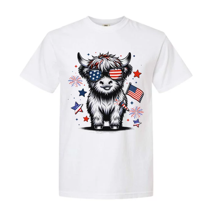 Patriotic Highland Cow 4th Of July Garment-Dyed Heavyweight T-Shirt