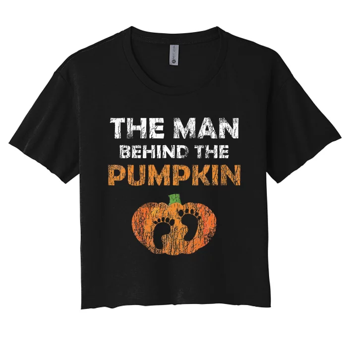 Pregnant Halloween Costume For Dad Expecting Lil Pumpkin Women's Crop Top Tee