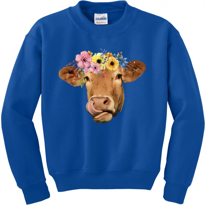 Pretty Hippie Cow Peace Love Festival Gift Kids Sweatshirt