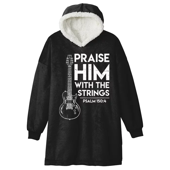 Praise Him Christian Worship Electric Guitar Jesus 3 Hooded Wearable Blanket