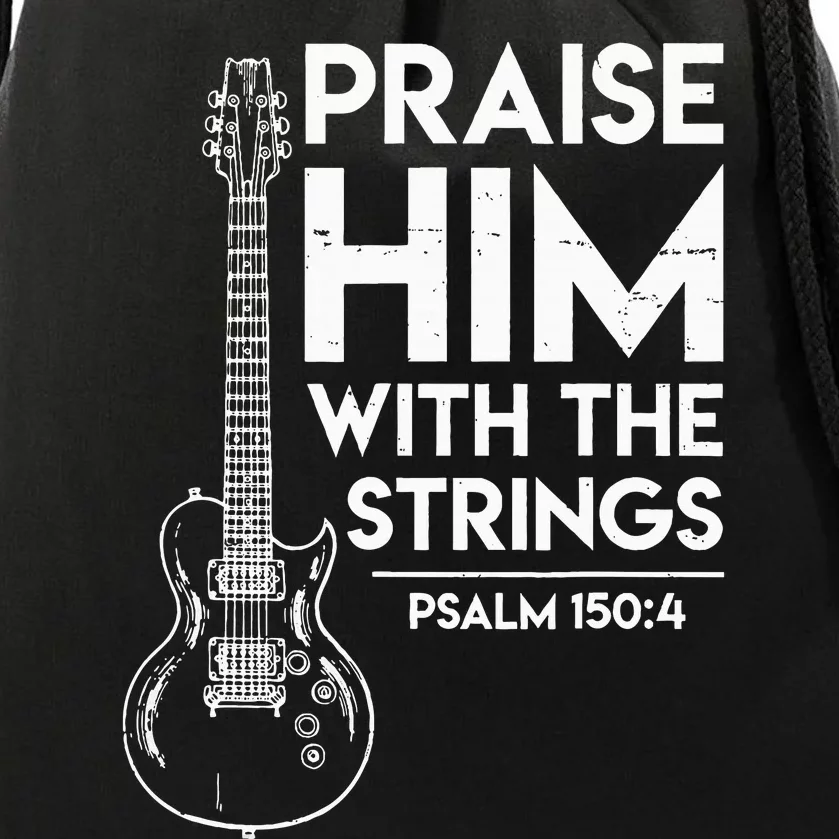 Praise Him Christian Worship Electric Guitar Jesus 3 Drawstring Bag