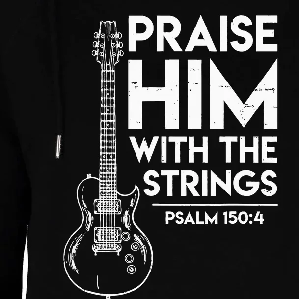 Praise Him Christian Worship Electric Guitar Jesus 3 Womens Funnel Neck Pullover Hood