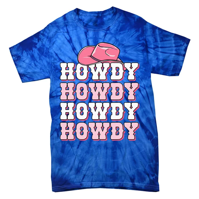 Pink Howdy Cow Print Western Country Cowgirl Texas Rodeo Tie-Dye T-Shirt