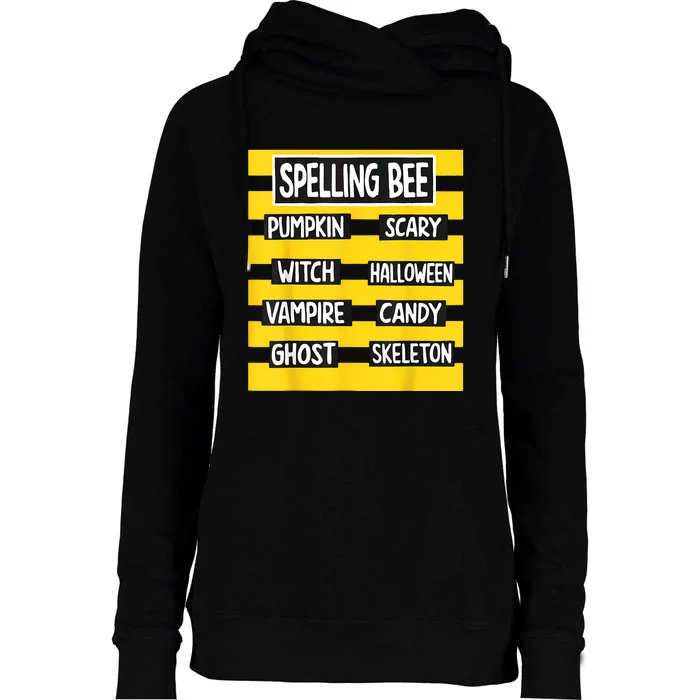 Pun Halloween Costume For Teachers Spelling Bee Womens Funnel Neck Pullover Hood