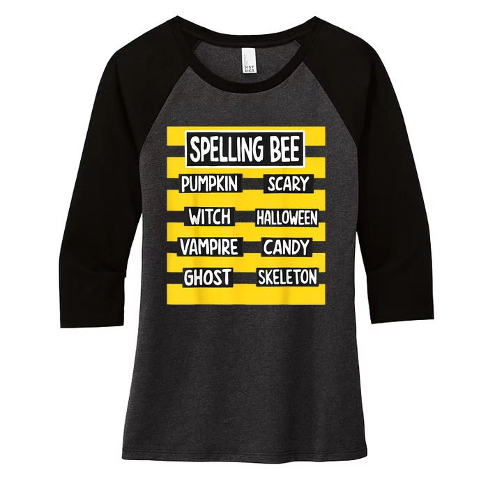 Pun Halloween Costume For Teachers Spelling Bee Women's Tri-Blend 3/4-Sleeve Raglan Shirt