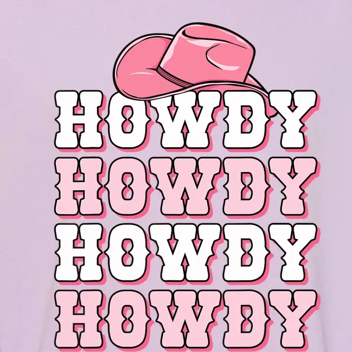 Pink Howdy Cow Print Western Country Cowgirl Texas Rodeo Garment-Dyed Sweatshirt