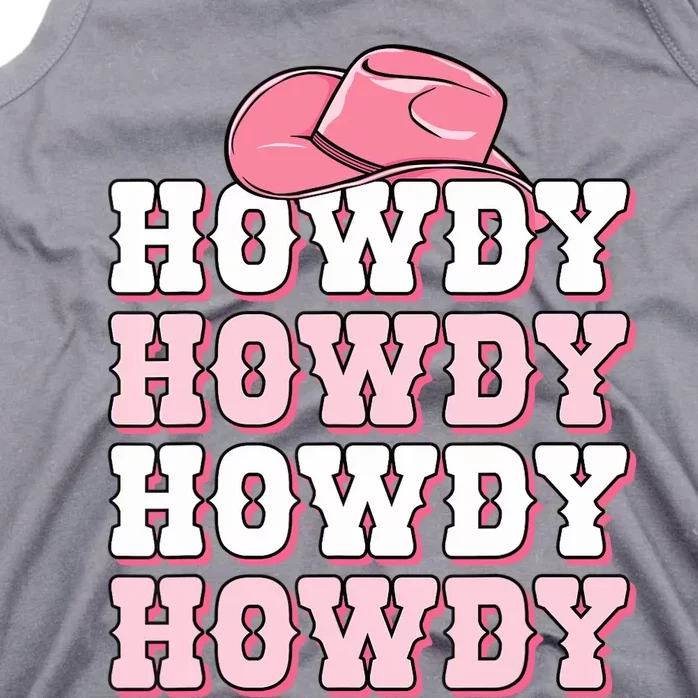 Pink Howdy Cow Print Western Country Cowgirl Texas Rodeo Tank Top