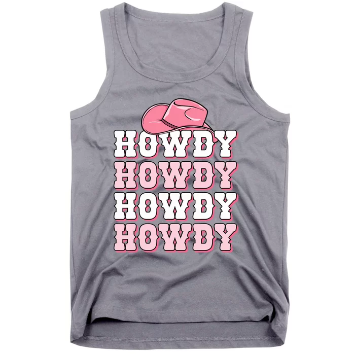 Pink Howdy Cow Print Western Country Cowgirl Texas Rodeo Tank Top