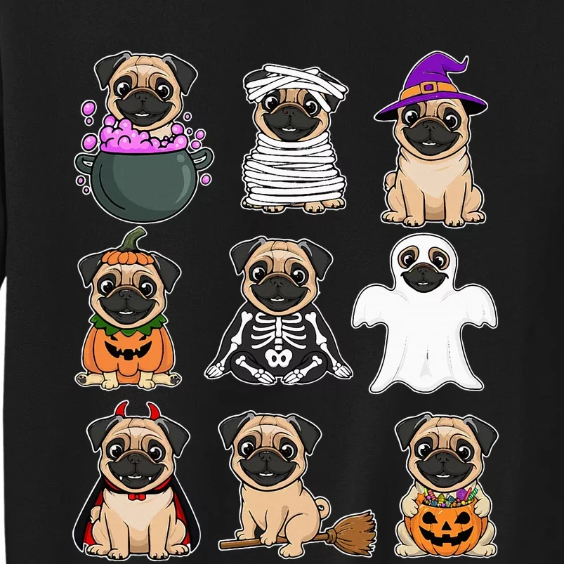 Pug Halloween Costume Spooky Ghost Pumpkin Pug Halloween Tall Sweatshirt