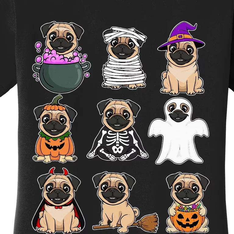 Pug Halloween Costume Spooky Ghost Pumpkin Pug Halloween Women's T-Shirt