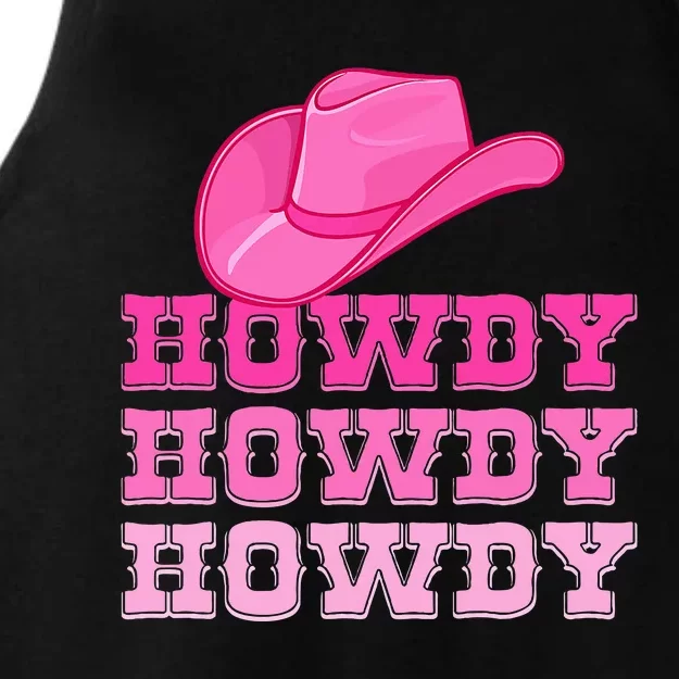 Pink Howdy Cowgirl Western Country Rodeo Ladies Tri-Blend Wicking Tank