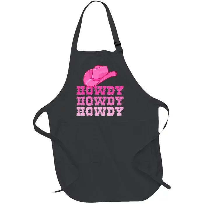 Pink Howdy Cowgirl Western Country Rodeo Full-Length Apron With Pocket