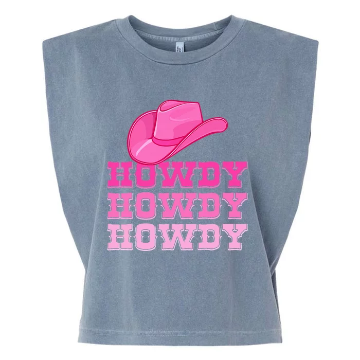 Pink Howdy Cowgirl Western Country Rodeo Garment-Dyed Women's Muscle Tee