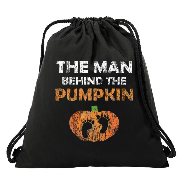 Pregnant Halloween Costume For Dad Expecting Lil Pumpkin Drawstring Bag