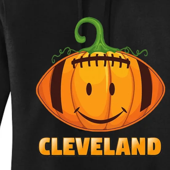 Pumpkin Halloween Costume Cleveland Football Cool Smile Face Women's Pullover Hoodie