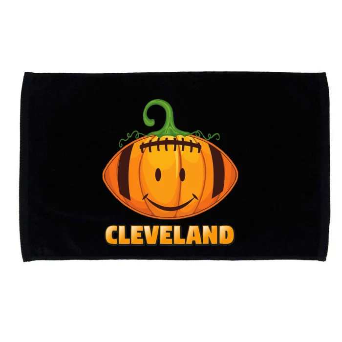 Pumpkin Halloween Costume Cleveland Football Cool Smile Face Microfiber Hand Towel