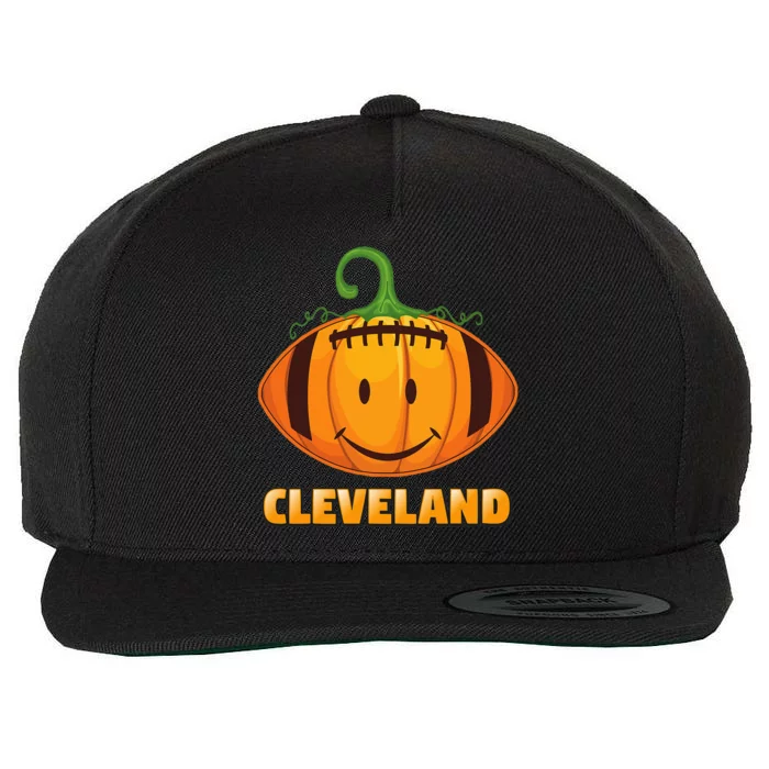 Pumpkin Halloween Costume Cleveland Football Cool Smile Face Wool Snapback Cap