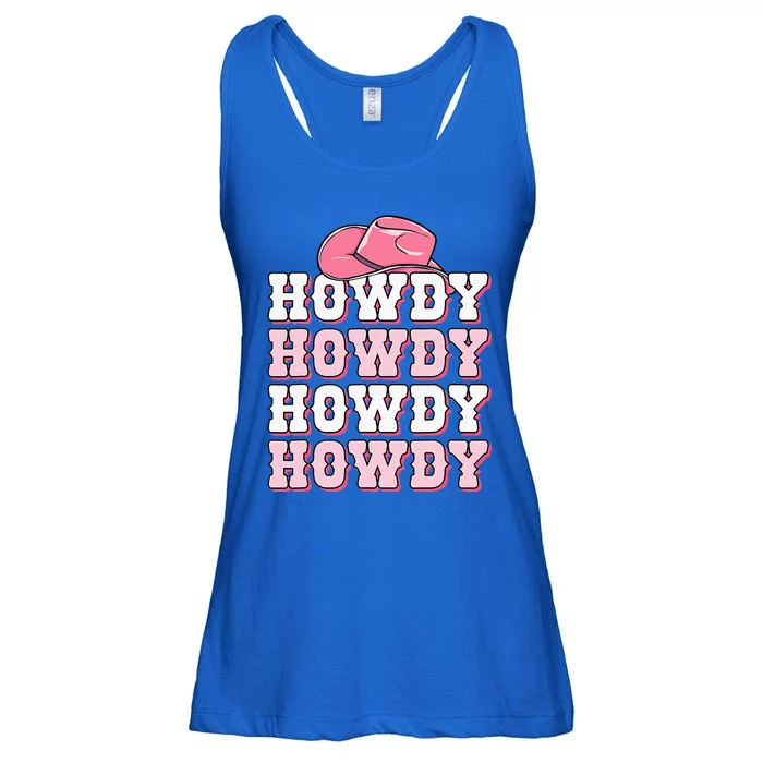 Pink Howdy Cow Western Country Cowgirl Texas Rodeo Ladies Essential Flowy Tank