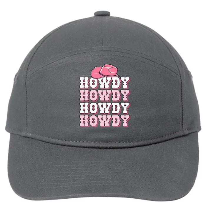 Pink Howdy Cow Western Country Cowgirl Texas Rodeo 7-Panel Snapback Hat