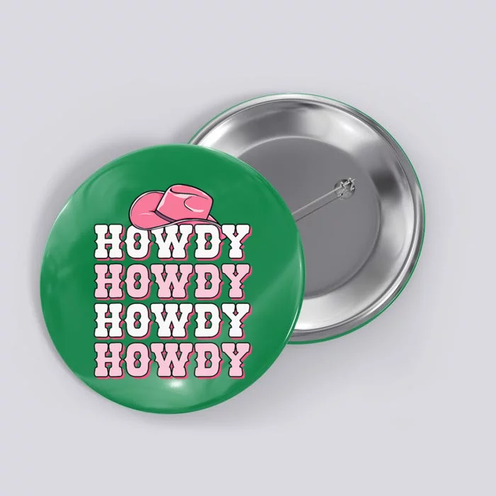 Pink Howdy Cow Western Country Cowgirl Texas Rodeo Button