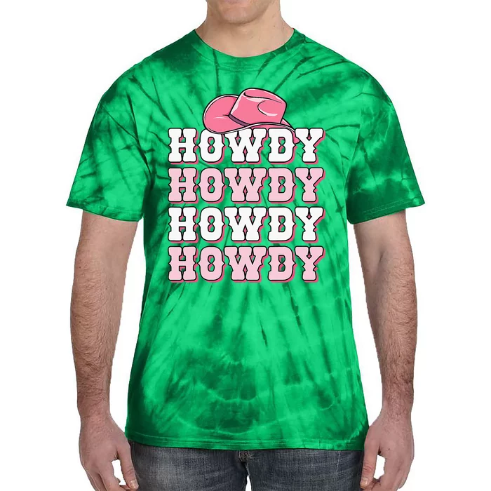 Pink Howdy Cow Western Country Cowgirl Texas Rodeo Tie-Dye T-Shirt